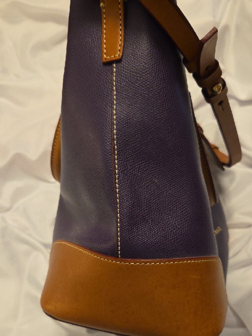 Dooney & Bourke Purple Tote with Tan Leather Trim - Picture 2 of 9